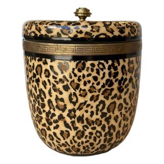 Port 68 Modern Round Ceramic Leopard Print Box For Sale