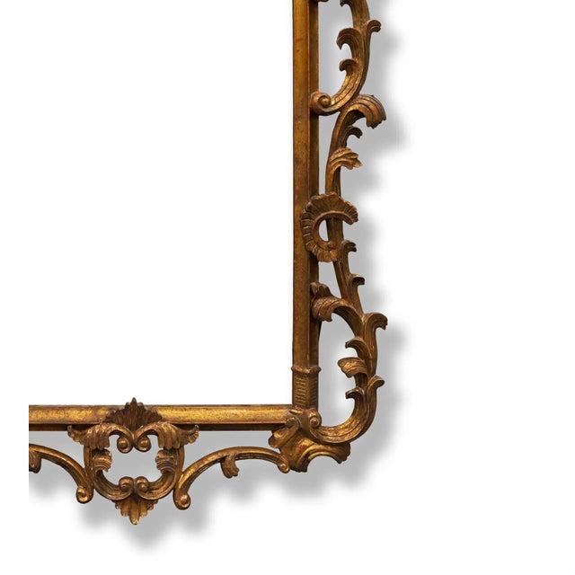 Wood Vintage Rococo Carved and Gilded Wooden Wall Mirror For Sale - Image 7 of 10