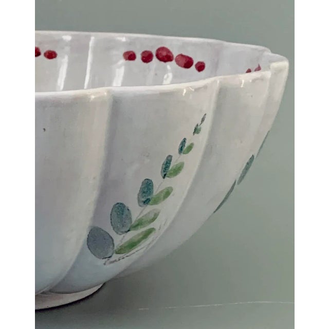 Ceramic Kurt Ekholm for Ara Arabia Finland Salad Bowl Ribbed Terra Cotta Floral For Sale - Image 7 of 10