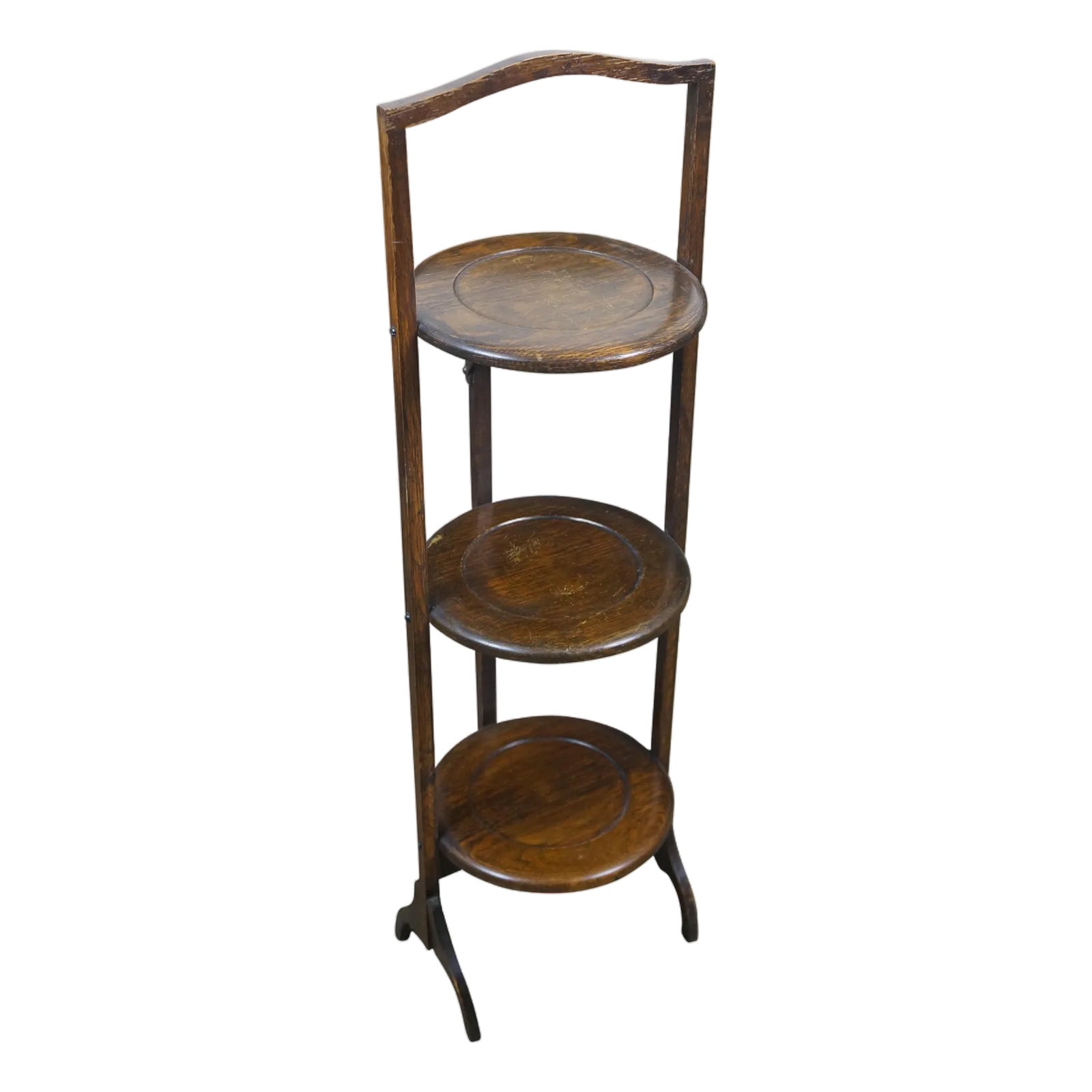 Antique Victorian Quartersawn Oak 3 Tier Folding Cake Pie Stand Display ...