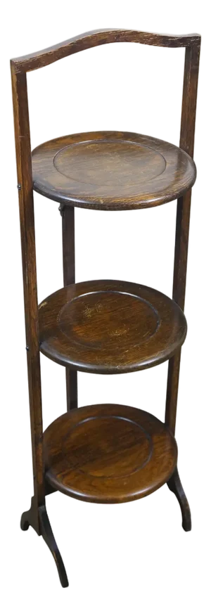Antique Victorian Quartersawn Oak 3 Tier Folding Cake Pie Stand Display 35"
