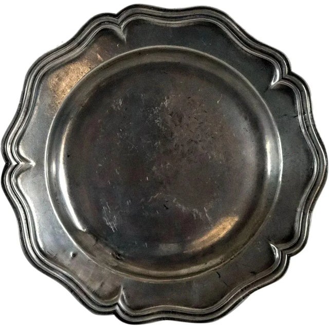 19th Century 19th Century Continental Pewter Wavy Edge Multi-reed Plate For Sale - Image 5 of 5