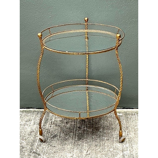 Mid 20th Century Vintage Regency Gilt Twisted Bar Cart For Sale - Image 10 of 12