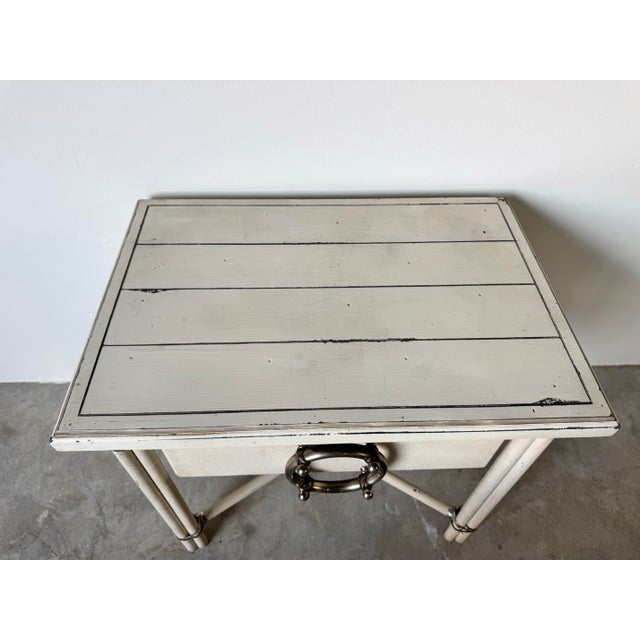 1980s Vintage One Drawer End Table / Nightstand With Oversized Ring Pull Handle For Sale - Image 5 of 11