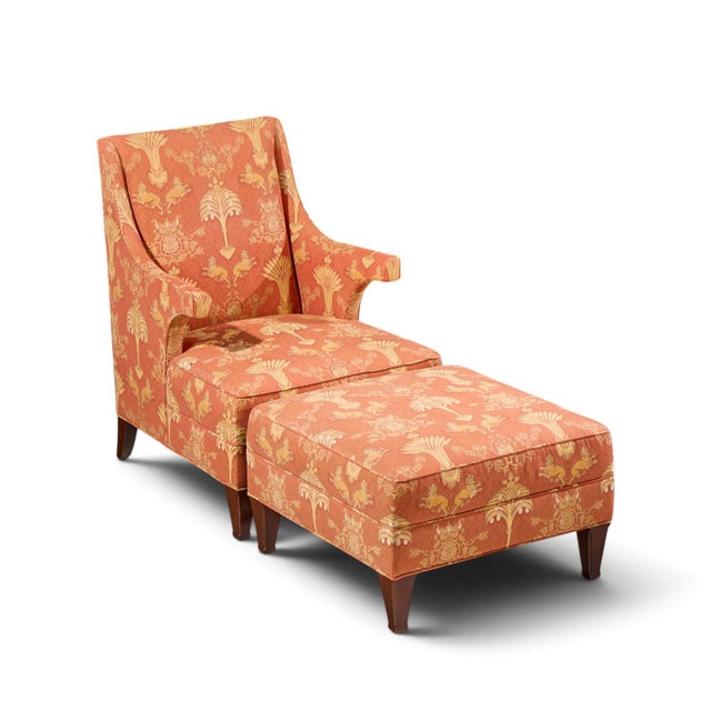 Baker Furniture Wingback Lounge Chair With Ottoman For Sale - Image 9 of 10