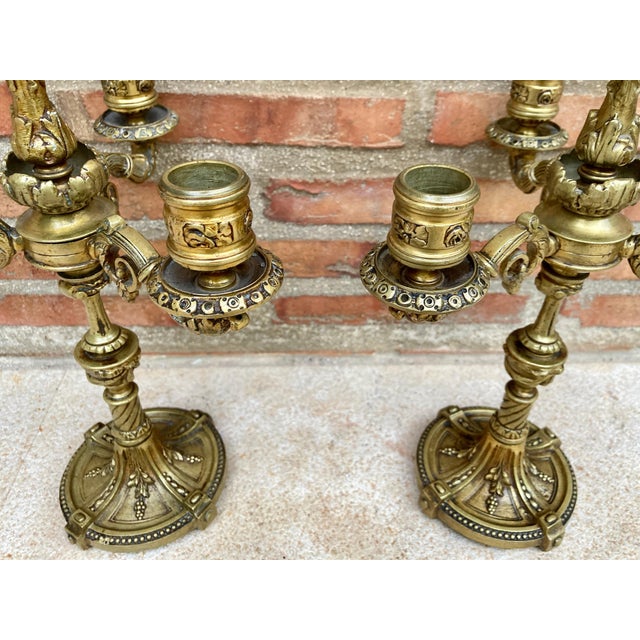 French Louis XVI Style 4 Light Candelabras in Gilt Bronze Set of 2 For Sale - Image 17 of 18