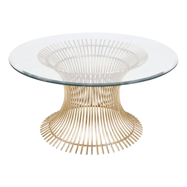 Matthew Izzo Home Powell Gold Leaf Coffee Table Base With 42" Glass Top For Sale