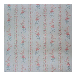 Vintage 1980s Floral Stripe Motif Wallpaper For Sale