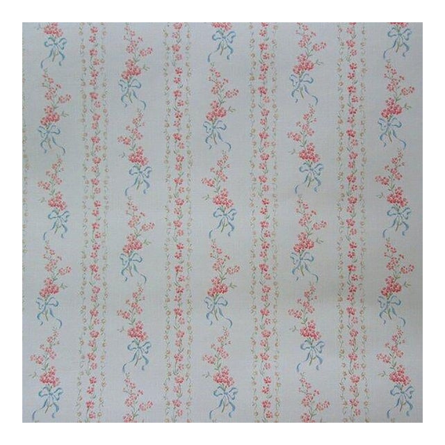 Vintage 1980s Floral Stripe Motif Wallpaper For Sale
