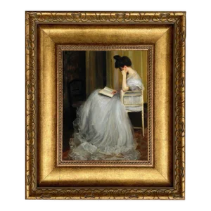 Woman Reading Framed 8x10" Oil Painting Print on Canvas