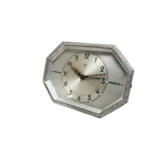 Metal Art Deco German Clock, 1930s For Sale - Image 7 of 8