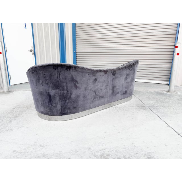 Mid-Century Serpentine Sofa With Chrome Base, 1980s For Sale - Image 10 of 13