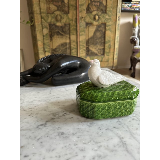 Ceramic Vintage Italian Ceramic Lidded Box with and Dove Accent, 1970s For Sale - Image 7 of 9