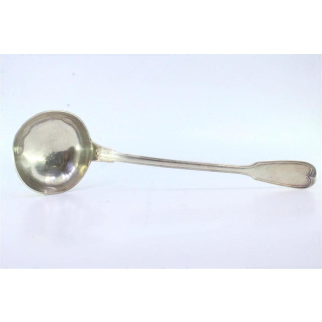 Metal Silver Soup Ladle with Handle Grooves For Sale - Image 7 of 8