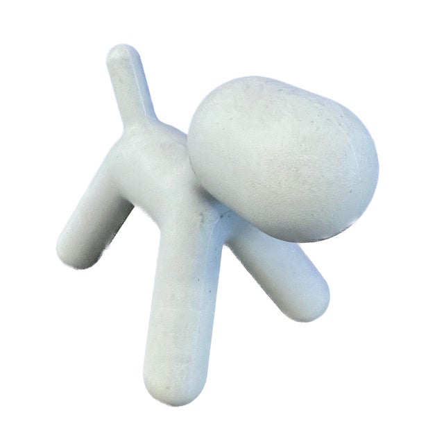 Vintage Italian off-white fiberglass poolside/outdoor dog sculpture. No maker's marks.