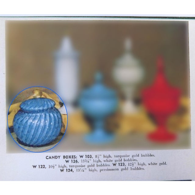 Glass Vintage Murano Barbini Blue Control Bubbles Gold Flecks Italian Art Glass Cookie Jar Container For Sale - Image 7 of 7