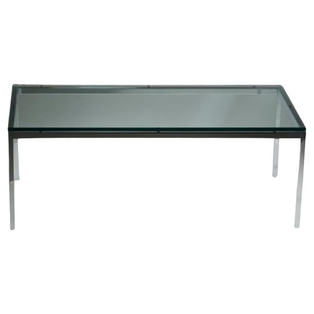 Coffee Table with Chrome Base and Glass Top by Florence Knoll For Sale - Image 9 of 9