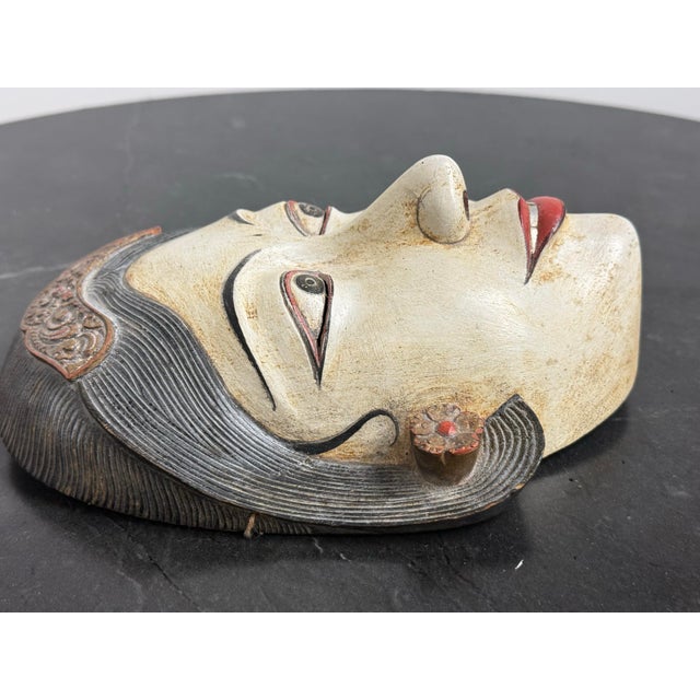 Indonesian Finely Detailed Hand-Carved Wood Mask For Sale - Image 4 of 12