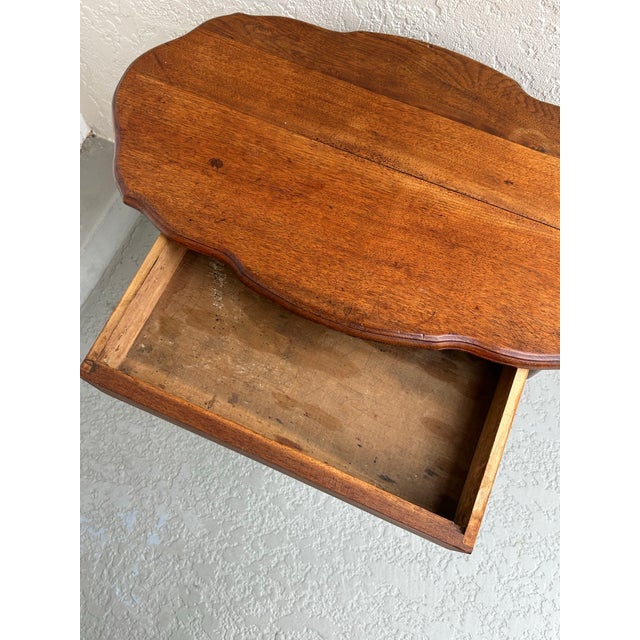 American Antique Pin and Cove Side Table With Draw For Sale - Image 3 of 10
