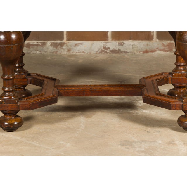 English 19th Century Oak Table with Carved Apron and Turned Baluster Legs For Sale - Image 10 of 12