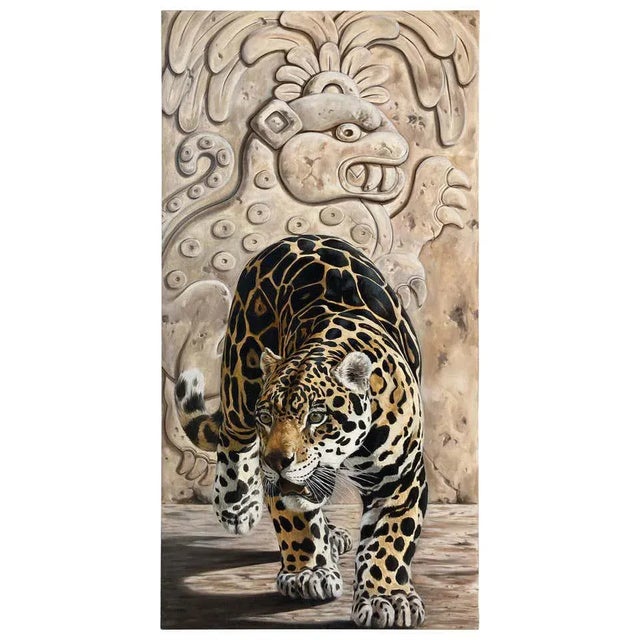 Kindrie Grove Monumental Mayan Jaguar Oil on Canvas Painting, 2002 For Sale - Image 14 of 15