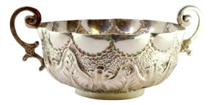Silver Plated Drum with Embossed Floral Motifs