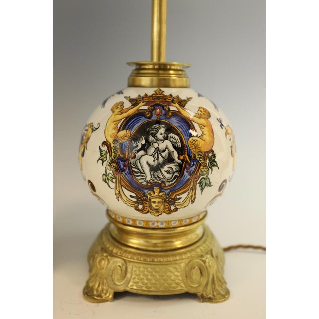 White Renaissance Revival Italian Majolica Table Lamps, 1890, Set of 2 For Sale - Image 8 of 18