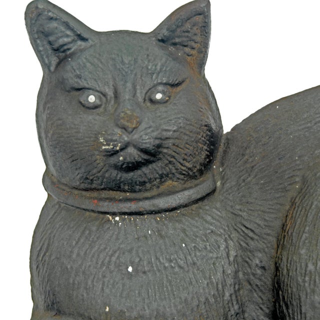 Victorian Large Antique Cast Iron Cat Doorstop Heavy Circa 1900 For Sale - Image 3 of 7