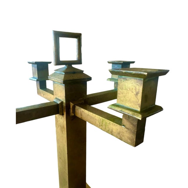 Early 19th Century Modernist Candelabrum in Heavy Brass For Sale - Image 4 of 10