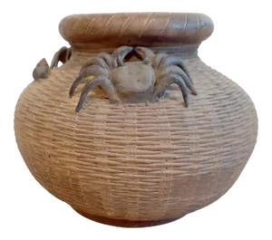 Mid 20th Century Chinese Yixing Zhusha Basket Weave Crab Pot Vase
