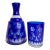Vintage Cobalt Blue Cut-to-Clear Bedside Carafe With Tumbler, Night Water Set For Sale