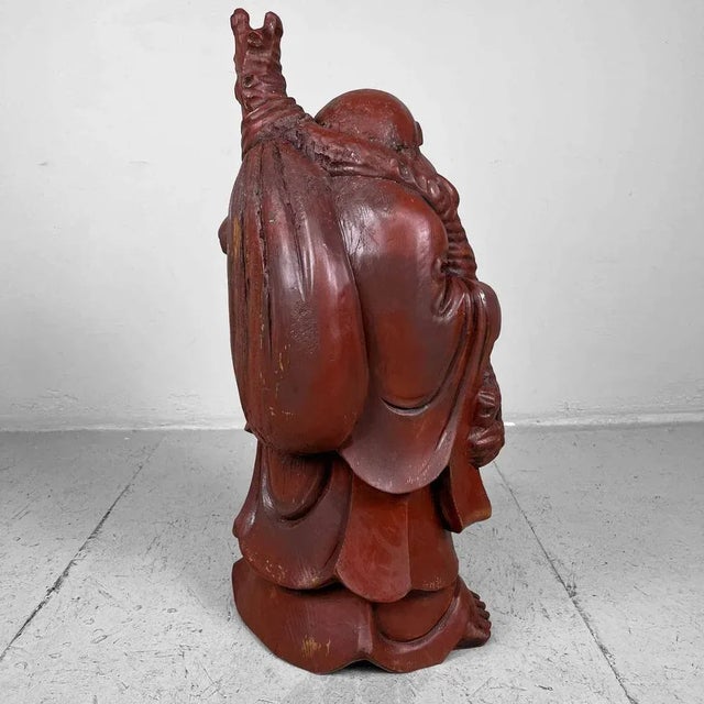 Wood Wooden Hotei Buddha Temple Statue, Japan, 1930s For Sale - Image 7 of 13