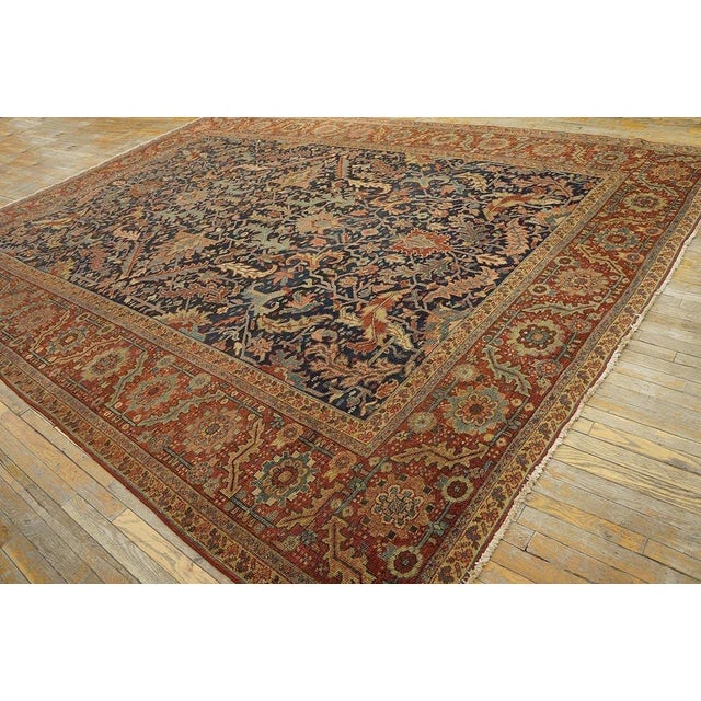 Early 20th Century Excellent and Vibrant Navy Ground Color With Traditional Heriz Serapi Style Persian Rug For Sale - Image 5 of 8