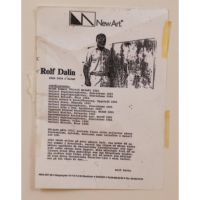 Rolf Dalin, Swedish Österlen-Inspired Painting, 1980s, Oil Painting, Framed For Sale - Image 9 of 11
