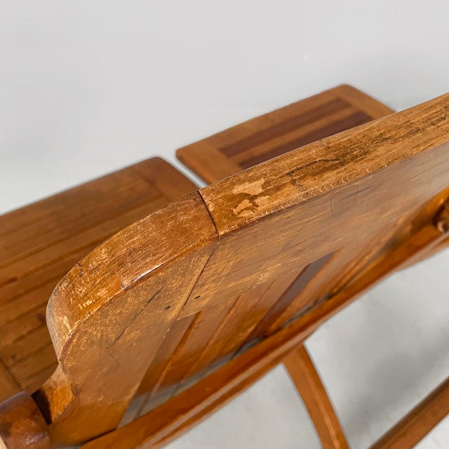 Italian Art Deco 2-Seater Folding Bench in Wood, 1930s For Sale - Image 15 of 18