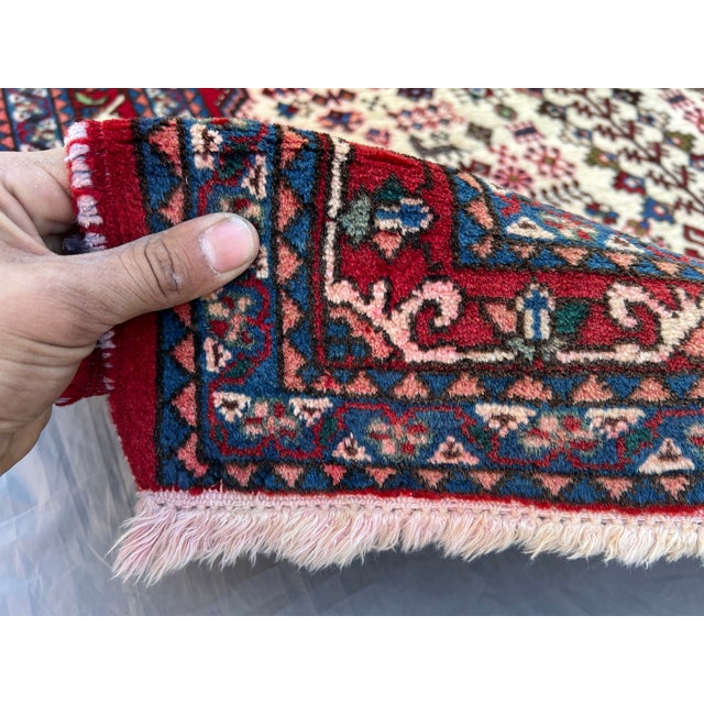 Textile Vintage Handmade Shirazi Wool Rug 3'6" X 5' Tribal Caucasian Area Carpet For Sale - Image 7 of 8