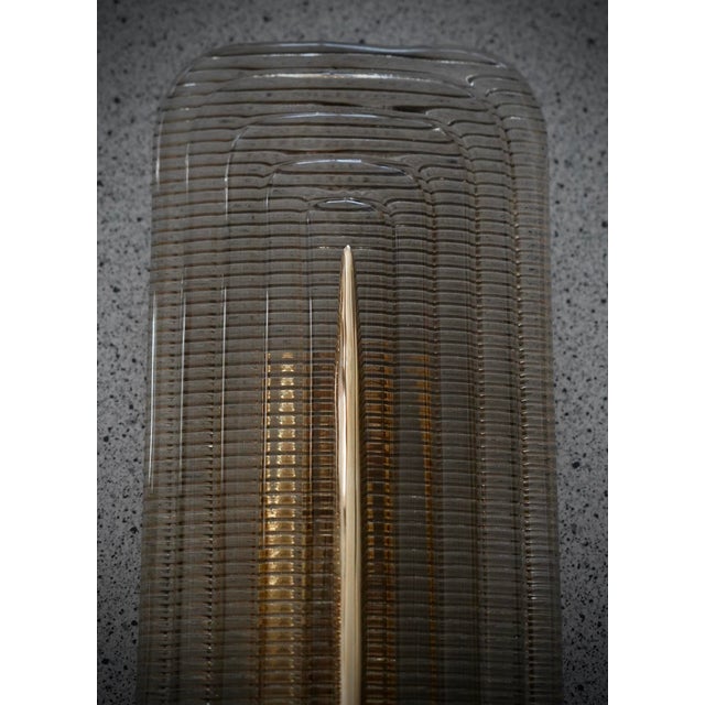 Metal Art Deco Style Smoky Murano Glass and Brass Wall Sconce, 2000 For Sale - Image 7 of 10