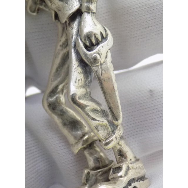 Vintage Italian Handmade Genuine Silver Handyman Carpenter Figurine From Tuscany For Sale - Image 12 of 16