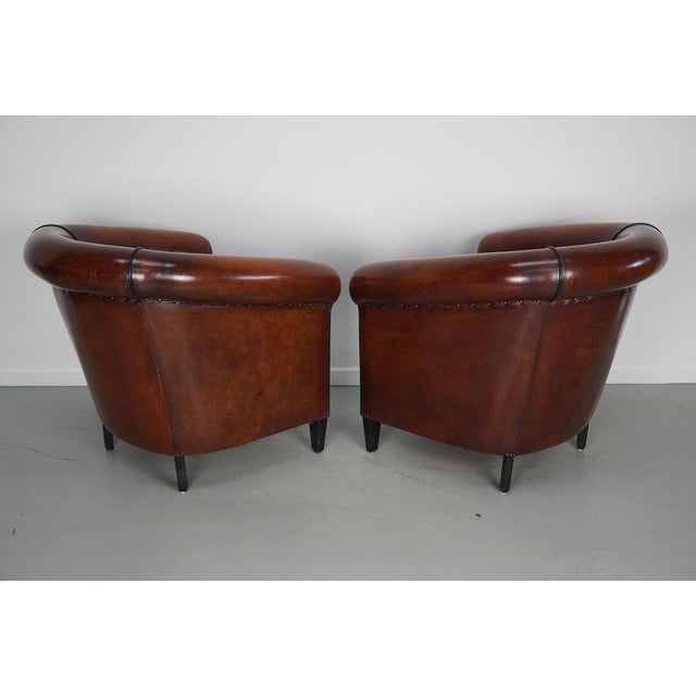 1970s Vintage Dutch Cognac Leather Club Chairs, 1970s, Set of 2 For Sale - Image 5 of 18