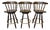 Vintage Yugoslavian Captain’s Mate Wood Swivel Bar Stools With Brass-Tone Footrests — Set of 3 For Sale