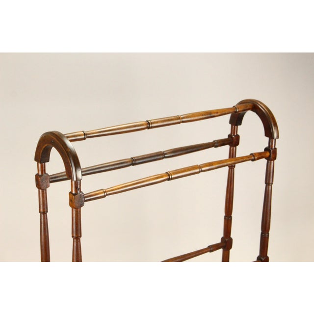 19th C. Victorian Quilt / Blanket Rack Stand Arched Turned Wood, New England For Sale - Image 11 of 16