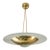 1970s Mid-Century Modern French Brass & Frosted Glass Pendant Light – 24" Luxury Chandelier For Sale