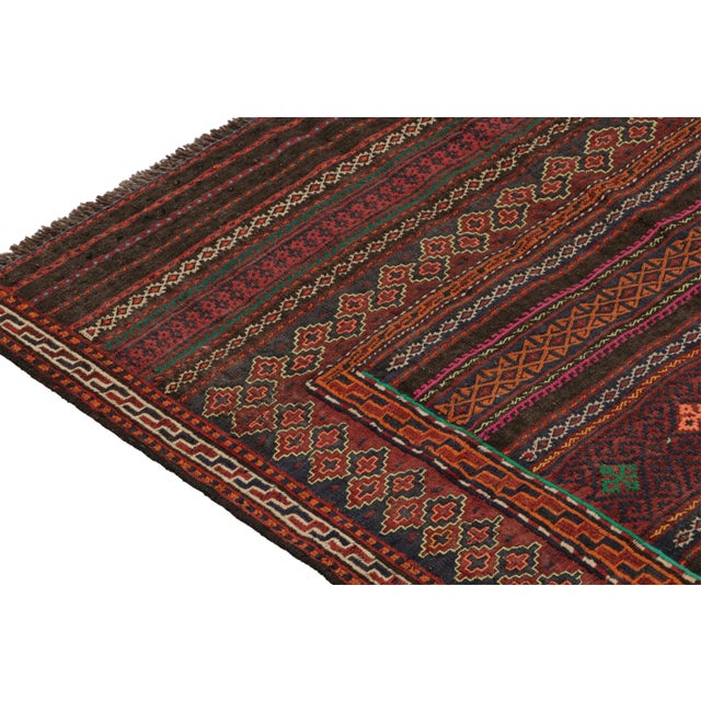 1950s Vintage Baluch Tribal Kilim in Brown With Geometric Patterns, From Rug & Kilim For Sale In New York - Image 6 of 8