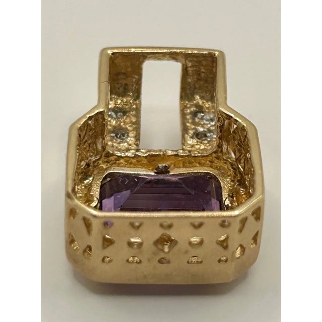 Amethyst & Diamond 14k Yellow Gold Pendant For Sale In Washington DC - Image 6 of 9