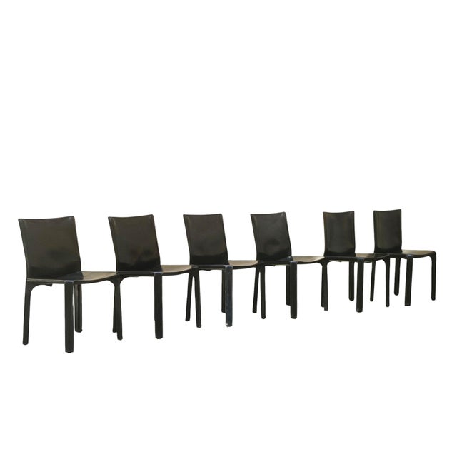 Iconic set of 6 Mod. Cab chairs designed by Mario Bellini for Cassina, circa 70s. This was the first chair in the world...