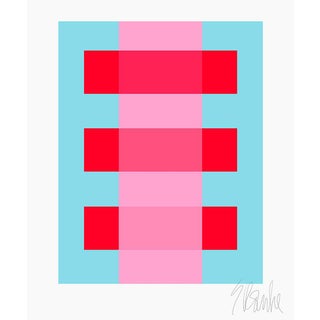 Pink Through Red on Turquoise Fine Art Print 20" X 24" by Liz Roache For Sale