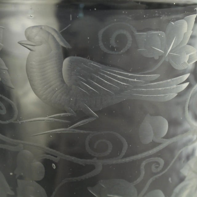 Antique Bohemian Green 'Waldglas' Type Glass Etched Beaker or Cup For Sale - Image 10 of 13