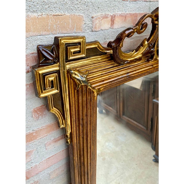 French Provincial Large Antique Gold Leaf Ornate Carved Wall Mirror For Sale - Image 3 of 18