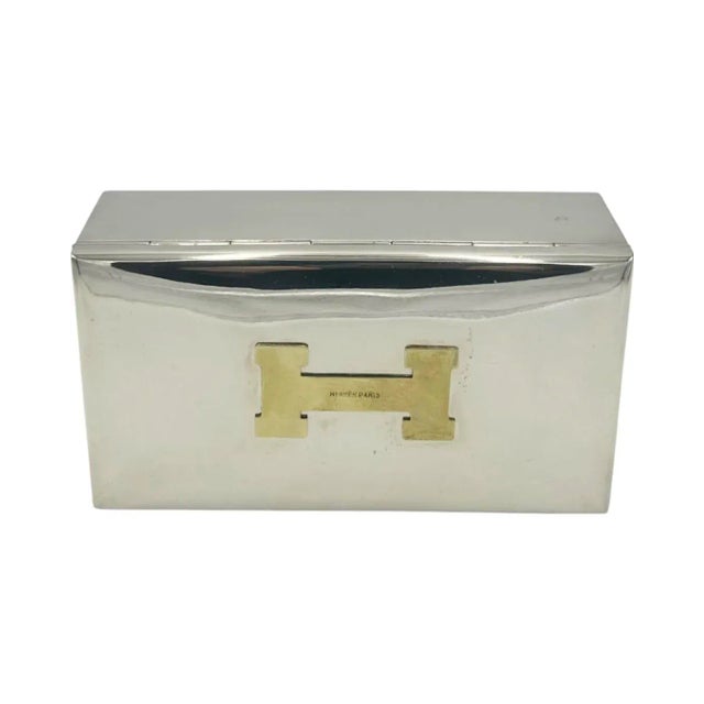 Mid 20th Century Vintage Hermes Paris H Box Jewelry Trinket Silverplate For Sale - Image 12 of 12