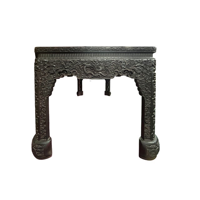 Oriental Dragons Relief Carving Rectangular Painting Console Table Desk For Sale - Image 13 of 13